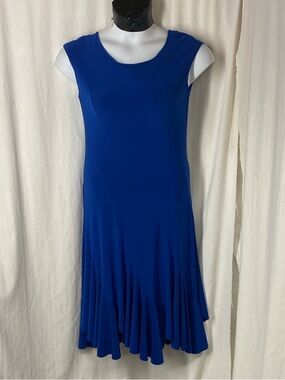 Joseph Ribkoff 10 Royal Blue Cocktail Wedding Dress Flutter Hem Lined Sleeveless